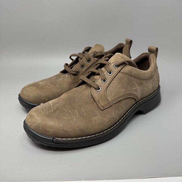 ECCO Fusion Plain Toe Oxfords Nubuck Leather  Brown  Mens Size 11 - Picture 3 of 9